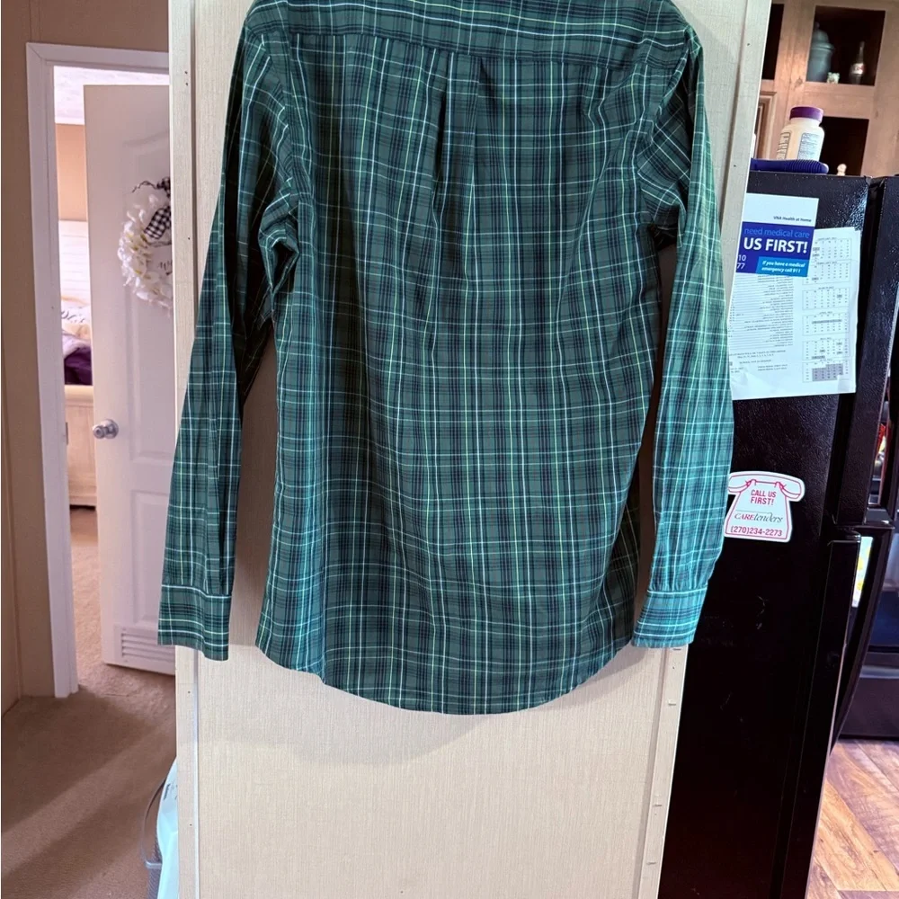 Izod Green Blue Plaid Casual Shirt